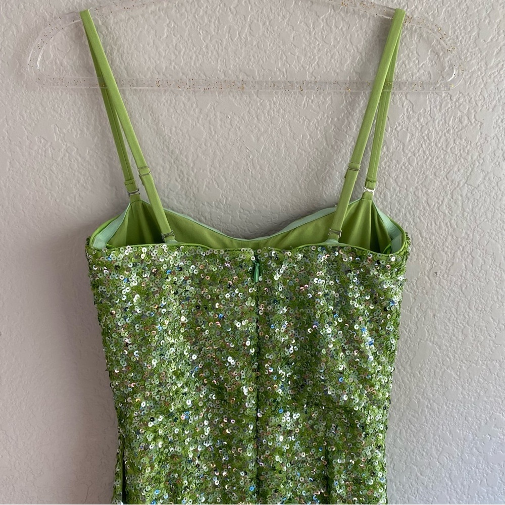 Dress The Population Kai Strapless Sequin Gown Dress Size S Lime Green New - Picture 3 of 15